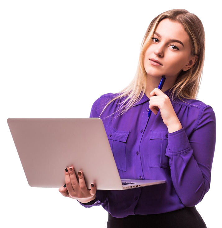 young-happy-smiling-woman-casual-clothes-holding-laptop-sending-email-her-best-friend 1